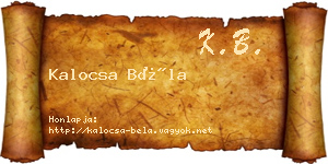 Kalocsa Béla névjegykártya